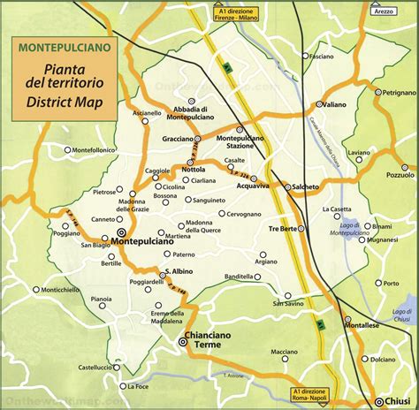 Map of Surroundings of Montepulciano - Ontheworldmap.com