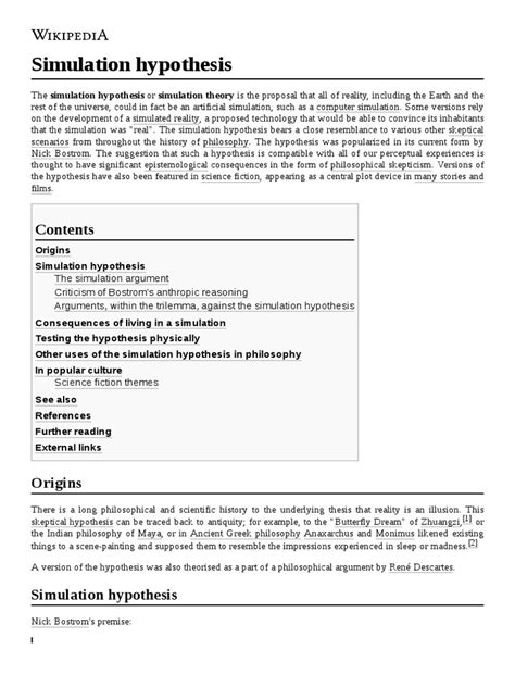 Simulation Hypothesis | PDF | Science | Epistemology