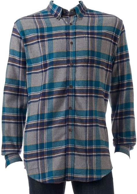 Croft & Barrow Mens Classic Fit Flannel Shirt Teal Grey Plaid at Amazon Men’s Clothing store