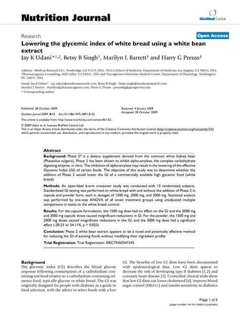 (PDF) Lowering the glycemic index of white bread using a white bean extract