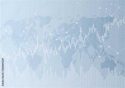 Financial data graph chart, vector illustration. Abstract background with graph chart finance ...