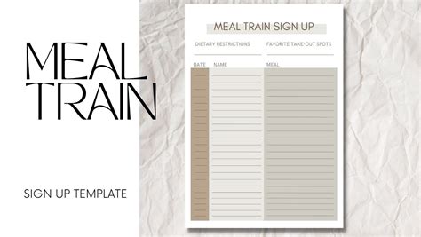 Meal Train Sign-up Template, Digital Download, Meal Train PDF - Etsy