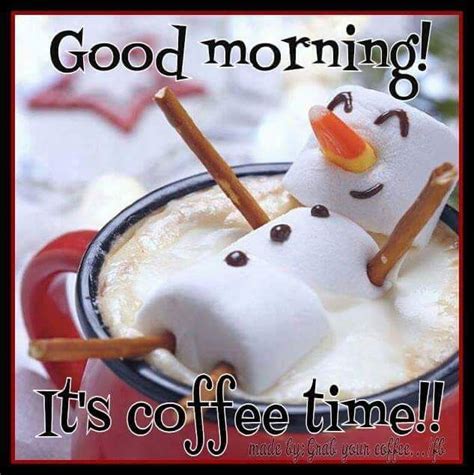 Marshmallow Snowman Good Morning Coffee Time Quote Pictures, Photos ...