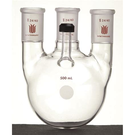 Flask, Round Bottom, Four Neck, Threaded Side Arm | Growing Labs