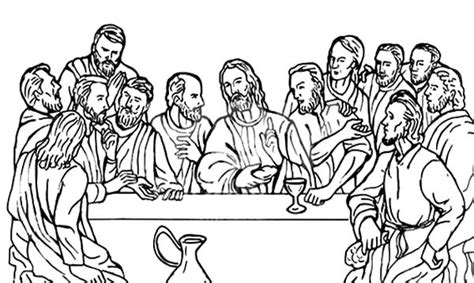 Jesus Christ with 12 Disciples Last Supper Coloring Page: Jesus Christ with 12 Disciples Last ...