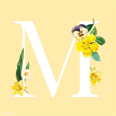 Floral capital letter M alphabet vector | free image by rawpixel.com ...