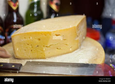 Wheel of yak cheese at a shop in Nepal Stock Photo - Alamy