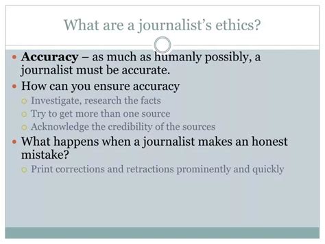 PPT - What are a journalist’s ethics? PowerPoint Presentation, free ...