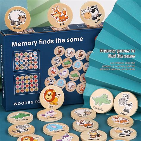 Wooden Match Memory Game For Kids,memory Matching Cards Educational ...