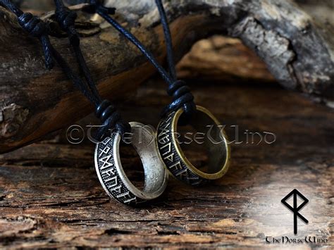 Viking Necklace Runes Ring Viking Pendant, Norse Rune Necklace, Ancient Silver/bronze Amulet ...