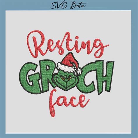 Resting grinch face Embroidery Design, christmas Embroidery File pes hus file embroidered machine