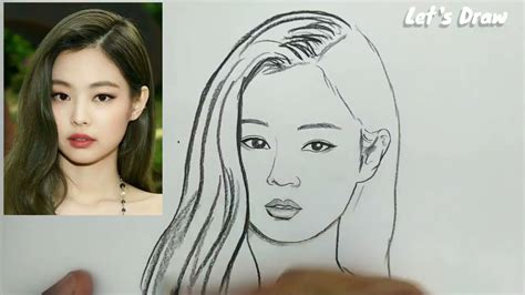 VERY EASY ,real time drawing jennie blackpink kpop girlband from south ...