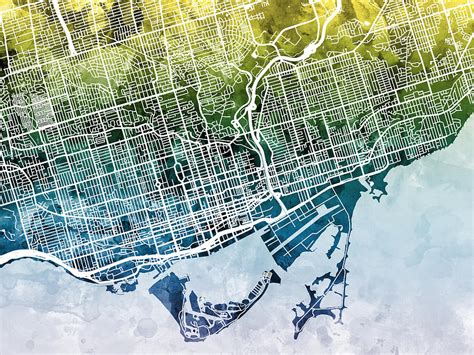 Toronto Street Map Digital Art by Michael Tompsett - Pixels