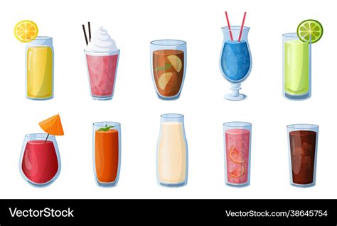 Cold drinks cartoon ice tea and lemonade Vector Image