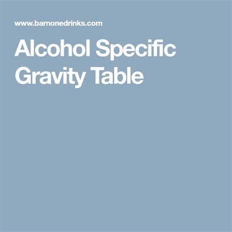 Alcohol Specific Gravity Table | Layered drinks, Alcohol, Gravity