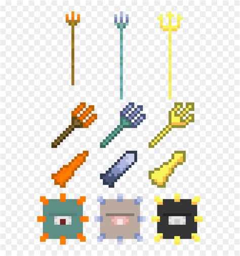 Mc Trident Concept - Minecraft Trident Pixel Art, HD Png Download - 580x820(#665872) - PngFind