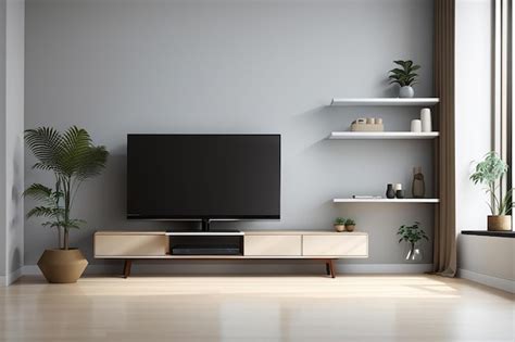 Premium AI Image | Shelf tv in modern empty roomminimal design