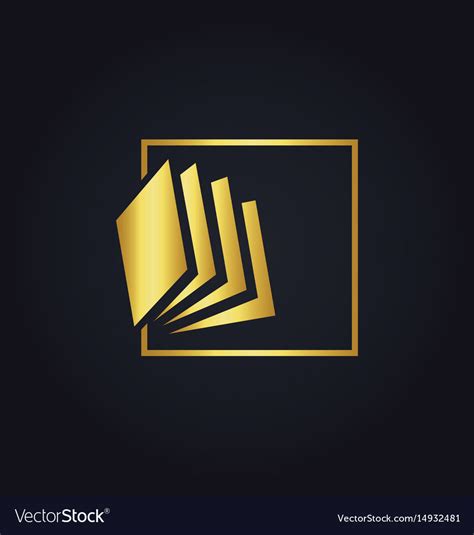 Gold book abstract education logo Royalty Free Vector Image