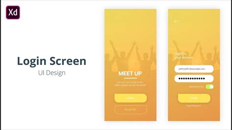 Login Screen UI Design with Adobe XD - YouTube