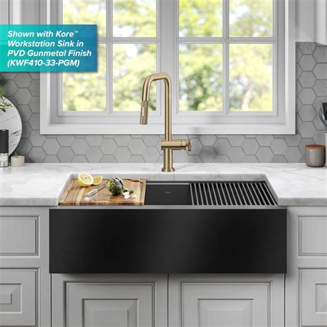 Kraus Urbix Brushed Gold Single Handle Pull-down Kitchen Faucet in the ...