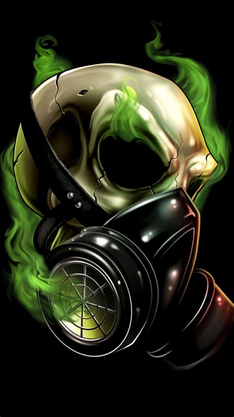 Skull gas mask green | Gas mask art, Gas mask tattoo, Skull wallpaper