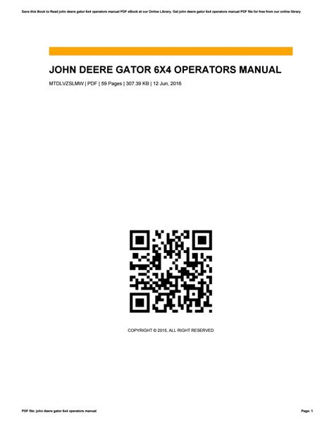 John deere gator 6x4 operators manual by nissa15suryadi - Issuu