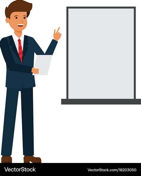 Businessman is making presentation cartoon flat Vector Image