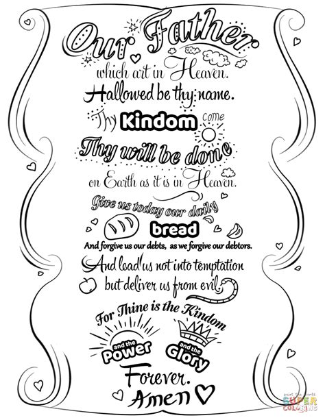 The Lords Prayer Color Sheet For Kids - Jjolly phonics cards