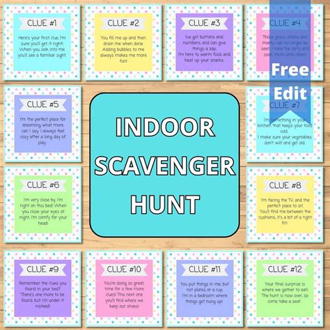 Indoor Scavenger Hunt Printable, Treasure Hunt for Kids, Scavenger Hunt ...