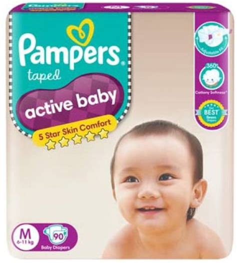 Pampers Active Baby Taped Diapers, Medium size diapers, (6-11kg) - M ...