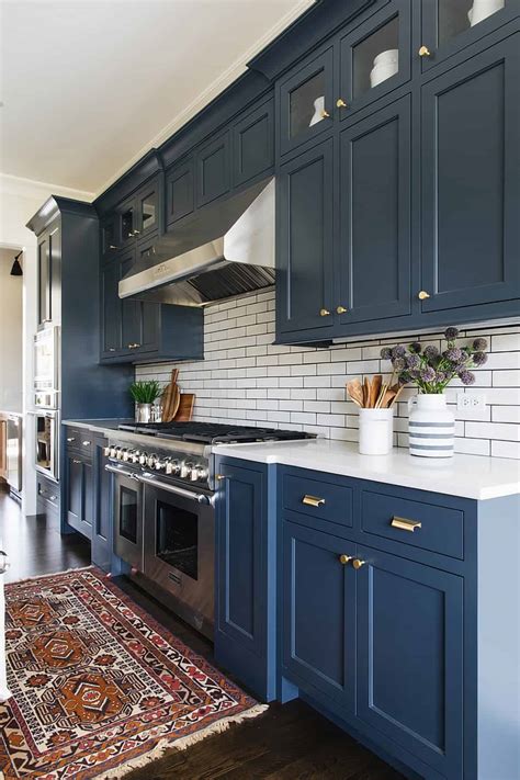 Blue Grey Painted Kitchen Cabinets