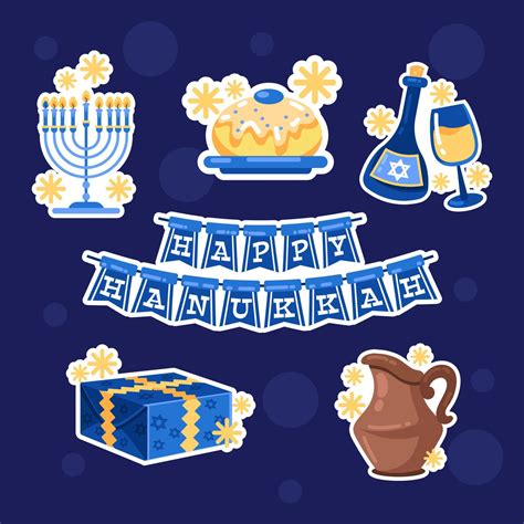 Set of Happy Hanukkah Items Stickers 4194113 Vector Art at Vecteezy