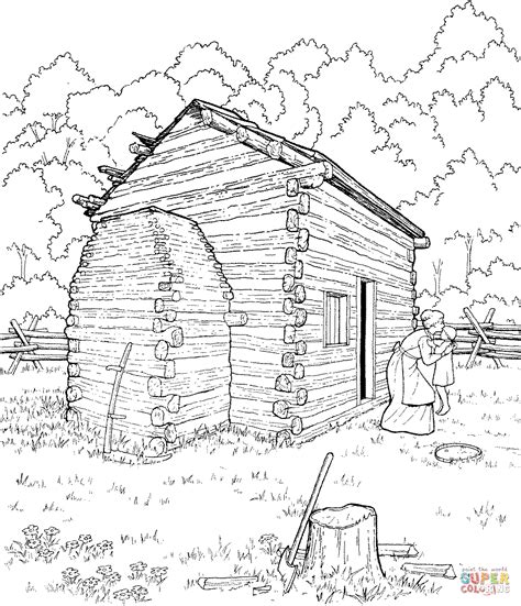 Abraham Lincoln Log Cabin coloring page | Free Printable Coloring Pages ...