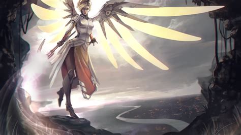 Overwatch, Mercy, Wings, Cave, Artwork, Armored, Light, - Overwatch ...