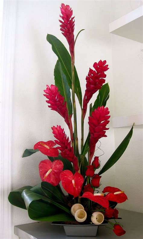 awesome Red ginger and anthuriums: Tropical Flowers Arrangements, Beautiful Flower, Flor ...