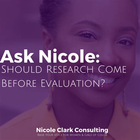 Ask Nicole: Should Research Come Before Evaluation? - Nicole Clark ...