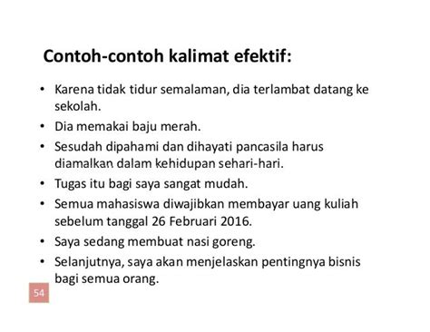 Contoh Kalimat Efektif Yang Benar