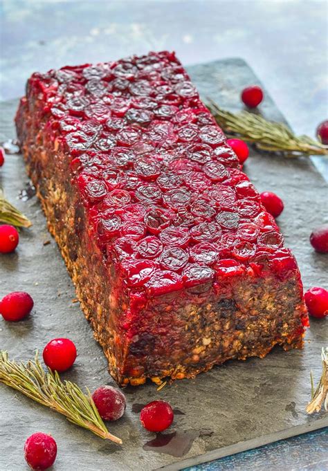 Mushroom Lentil Loaf with Cranberries - A Virtual Vegan