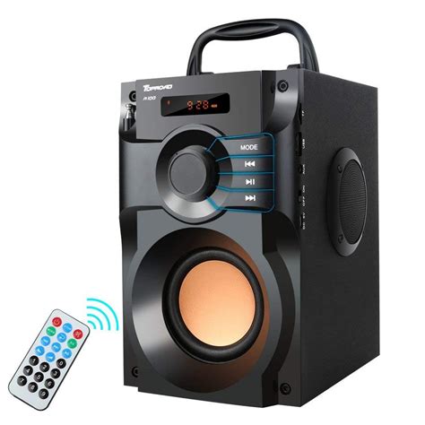 TOPROAD A100 Portable Bluetooth Speaker Wireless Stereo Bass Subwoofer with FM Radio Remote ...