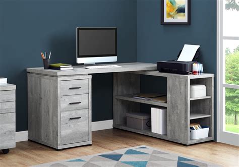 Computer Desk - L-Shaped / Corner / 3 Drawers / 2 Open Shelves / 3 ...