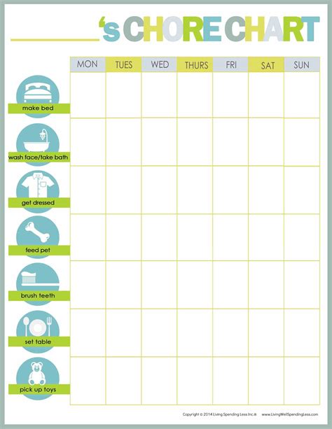 Free Printable Weekly Chore Charts with Blank Family Chore Chart 201820524 | Chore chart for ...