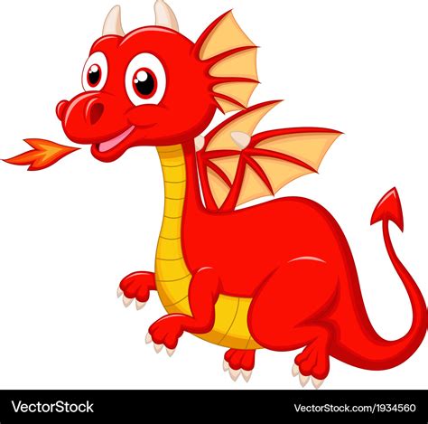 Cute red dragon cartoon Royalty Free Vector Image