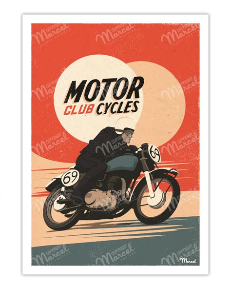 Affiche MOTORCYCLES - Marcel Travel Poster Taille 30 x 40 cm