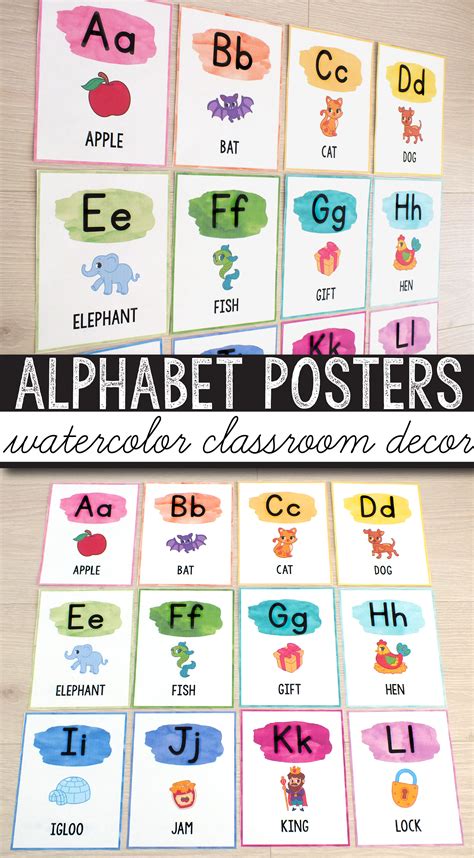 FREE Alphabet Posters Watercolor Classroom Decor | Watercolor classroom ...