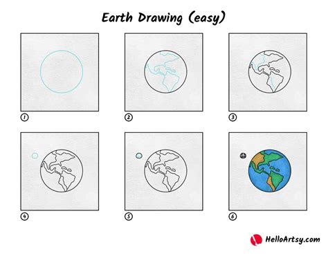 Earth Drawing (easy) - HelloArtsy