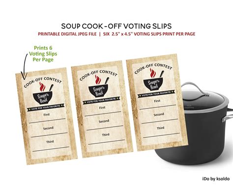 Soup Cook-off Voting Slips Soup Cook off Souper Bowl - Etsy