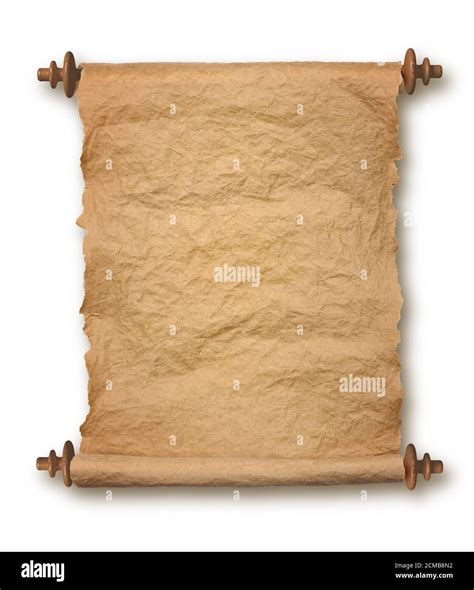 Old rolled blank parchment paper roll on white background, with drop shadow Stock Photo - Alamy