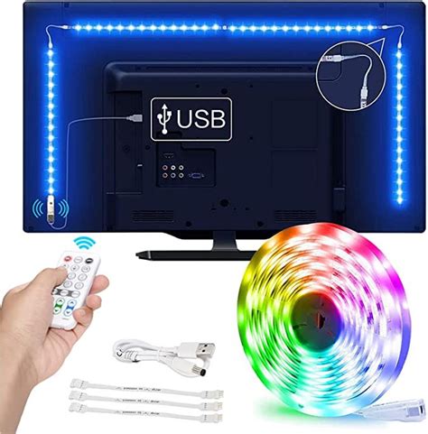 Amazon.com: Kintion Behind TV LED Lighting, 14.3ft USB LED Light Strip ...