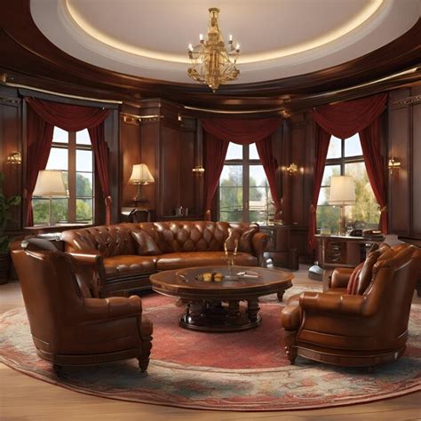 Premium AI Image | A sophisticated gentlemans lounge with leather ...