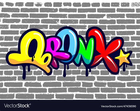 Bronx graffiti bubble style lettering background Vector Image